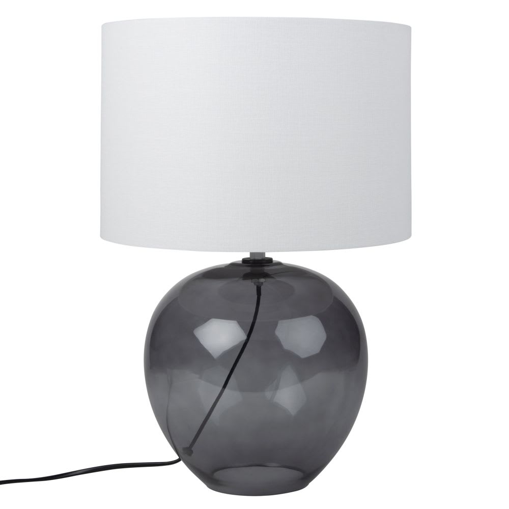 Lampe aus grauem Rauchglas mit weißem Lampenschirm Salem | Maisons du Monde