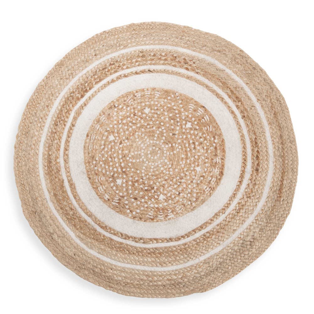 round white cotton and jute rug D 90 cm Leigh Maisons du Monde
