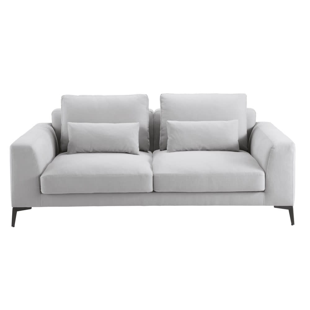 Light Grey 2/3Seater Cotton and Linen Sofa Portland Maisons du Monde