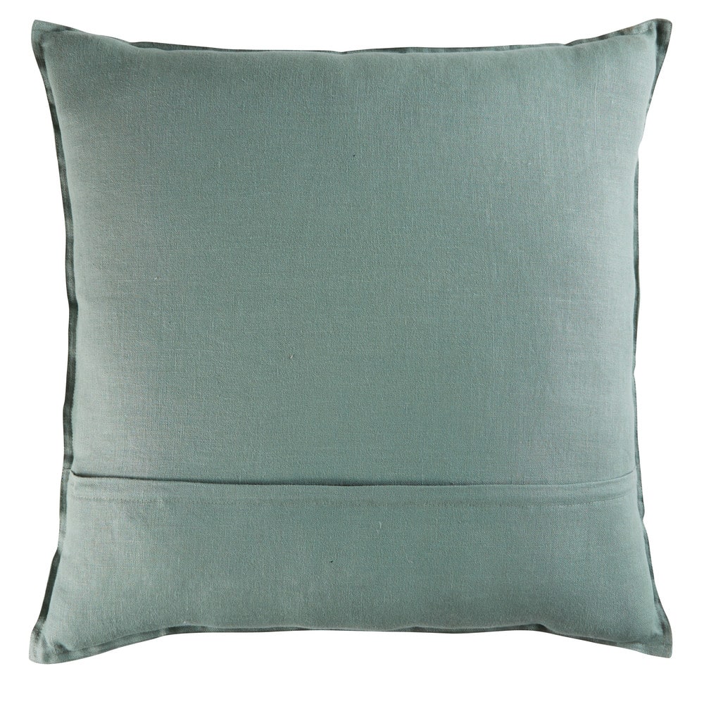 Lovat Green Washed Linen Cushion 60x60 | Maisons du Monde