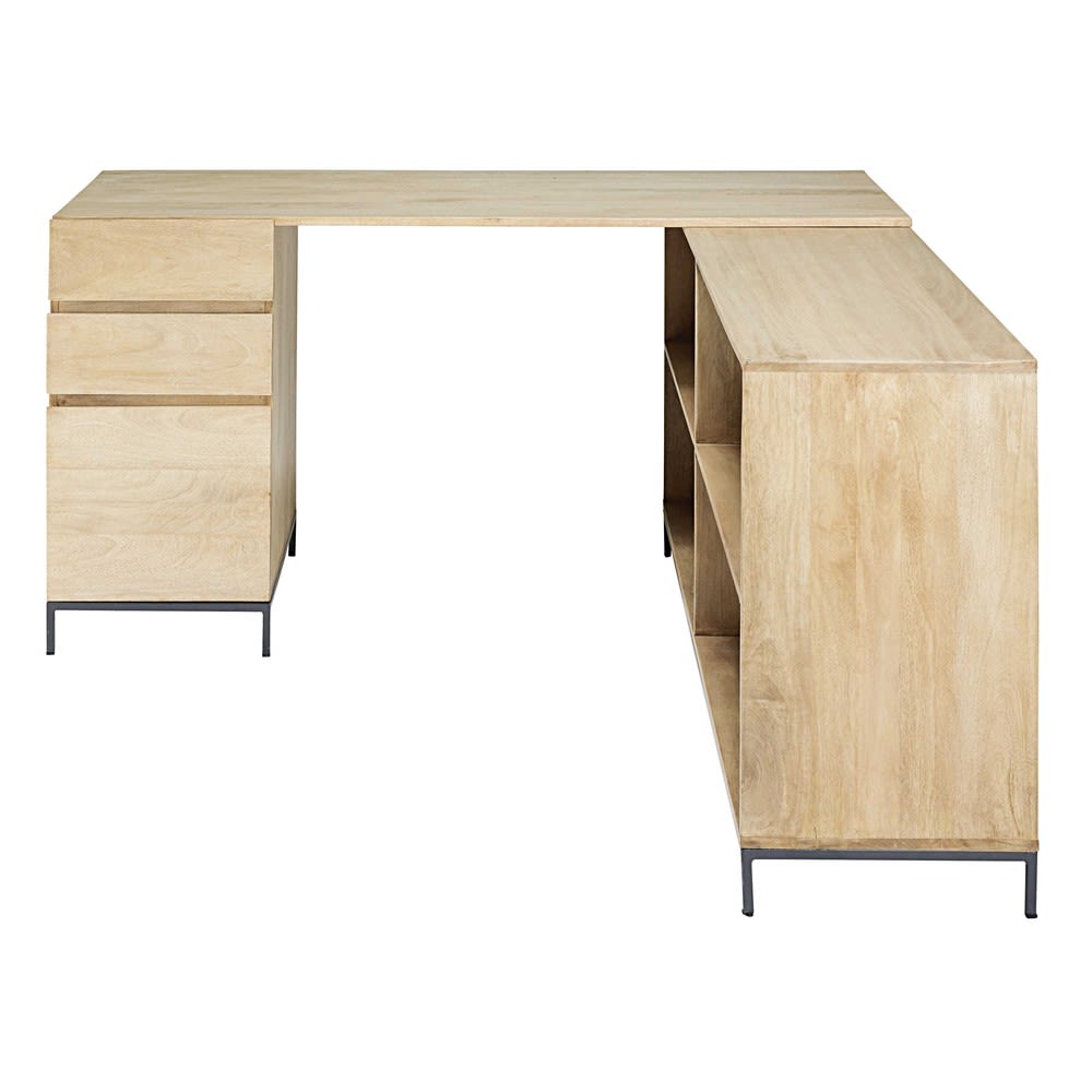 Mango Wood And Metal 1 Door 2 Drawer Corner Desk Wilson Maisons Du Mango Wood And Metal 1 Door 2 Drawer Corner Desk Wilson