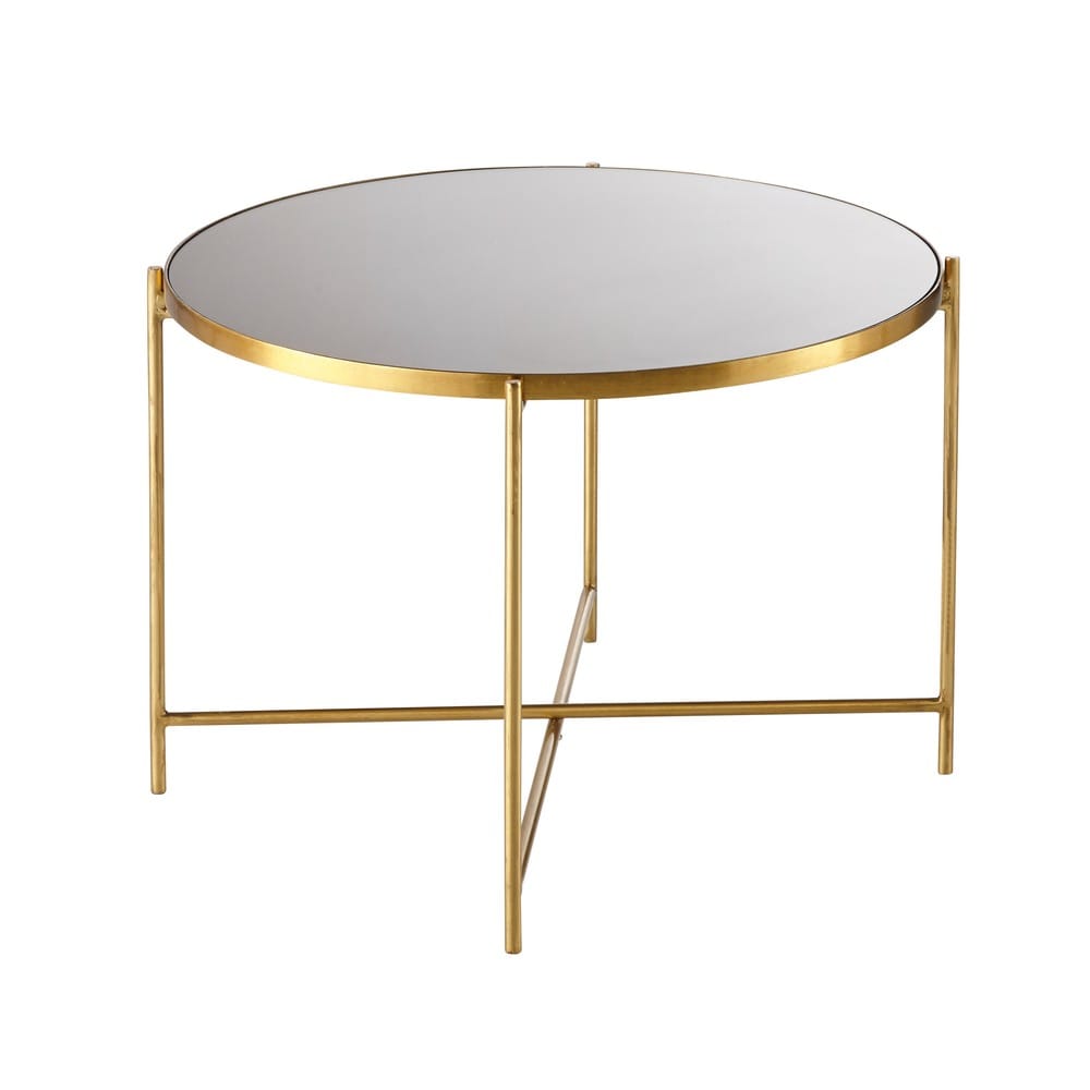 Mesa auxiliar de cristal ahumado y metal dorado William | Maisons du Monde