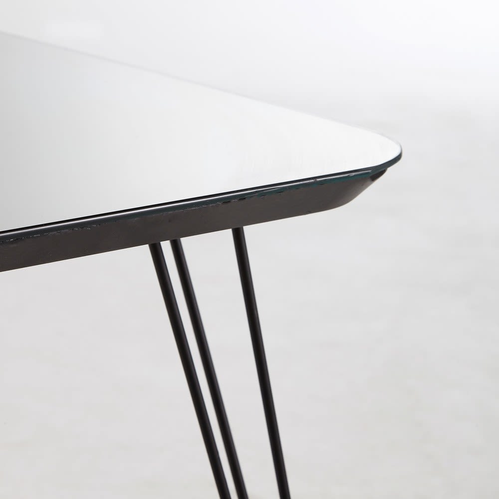 Mesa auxiliar de vidrio templado ahumado negro Evans | Maisons du Monde