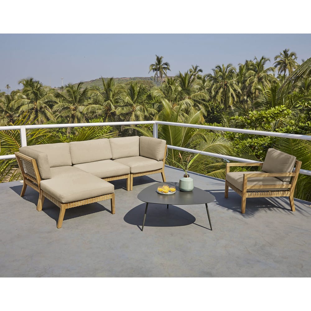 Mesa baja de jardín vintage de metal color topo Humpa Maisons du Monde