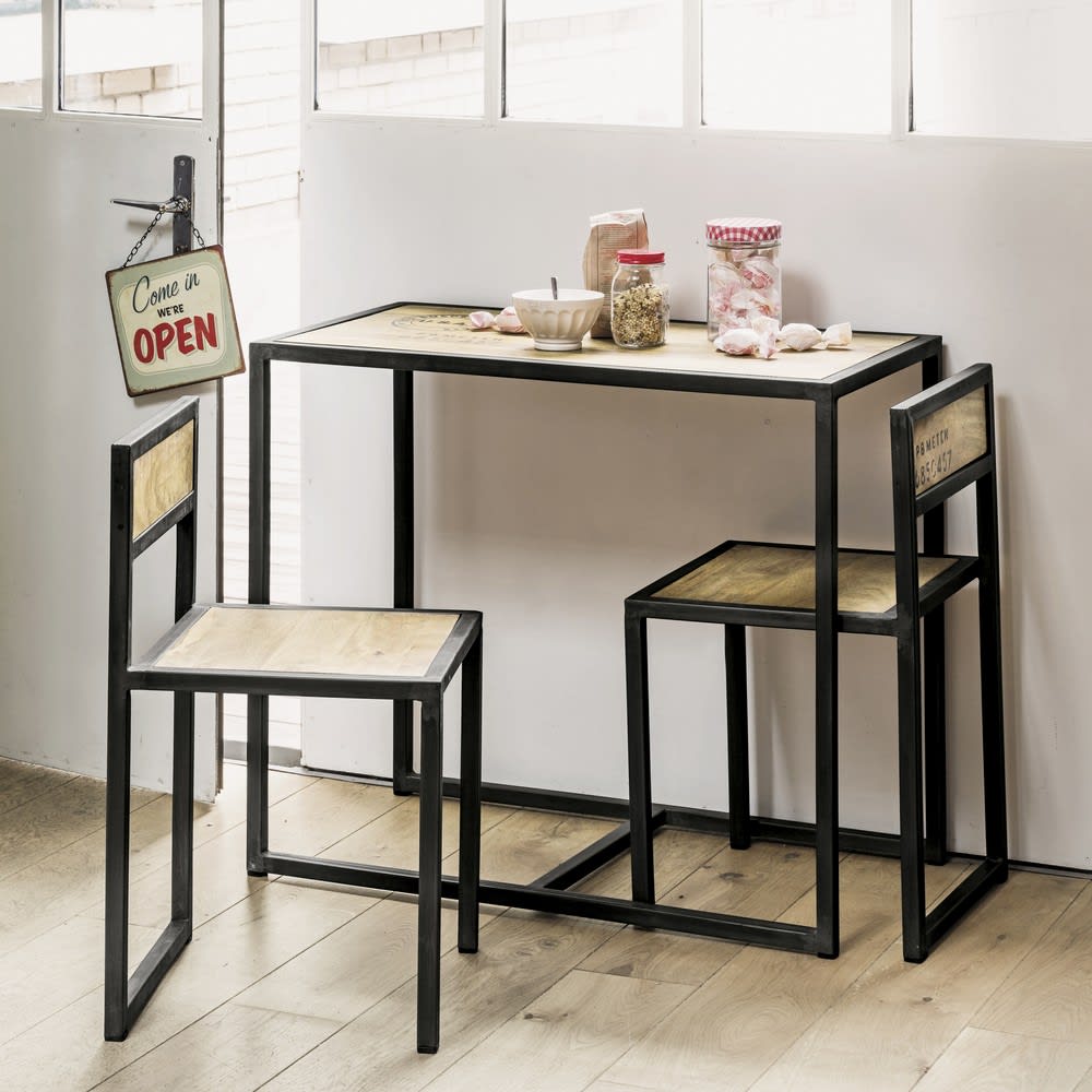Mesa de comedor + 2 sillas de mango y metal An.90 Manufacture ... Mesa de comedor + 2 sillas de mango y metal An.90 Manufacture ...
