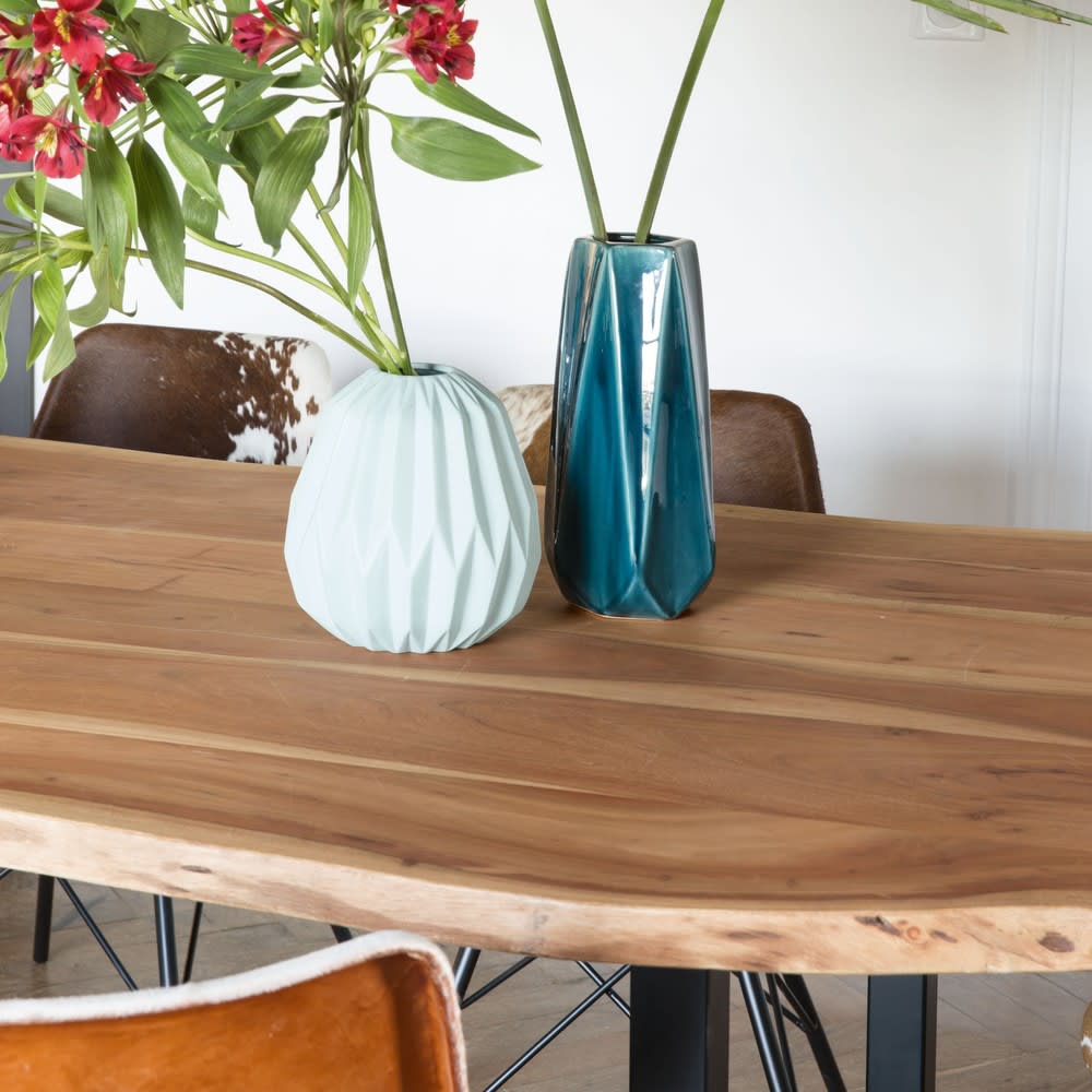 Mesa de comedor industrial de acacia y metal negro An.200 ... Mesa de comedor industrial de acacia y metal negro An.200 ...
