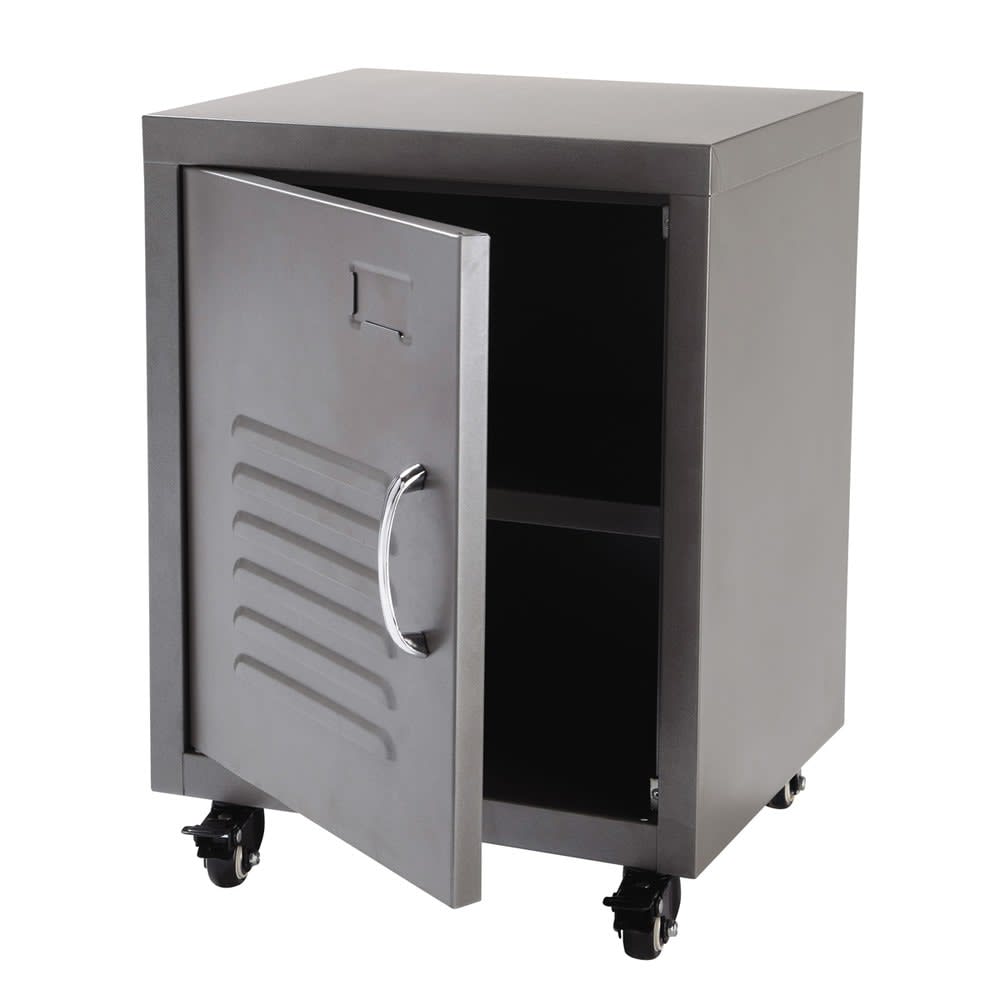 Metal bedside table on castors in grey W 37cm Loft Maisons du Monde