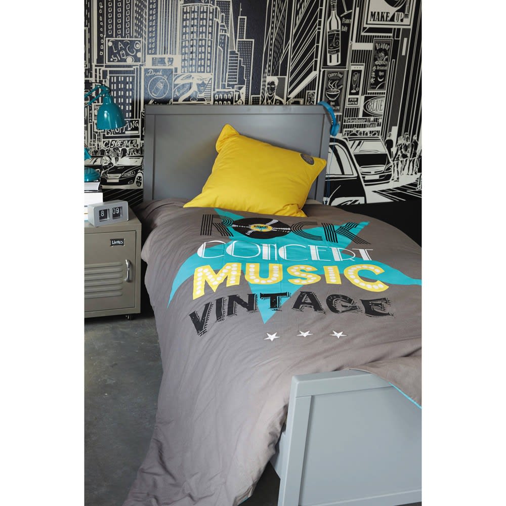 Metal bedside table on castors in grey W 37cm Loft Maisons du Monde