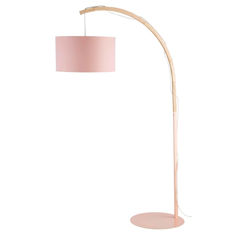 Metal Floor Lamp With Pink Shade H 192 Cm