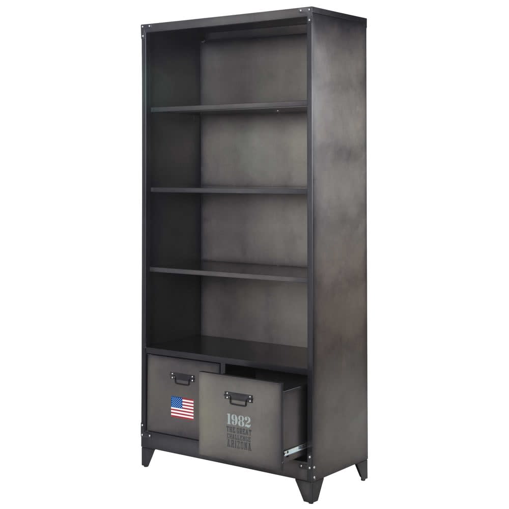 Metal industrial bookcase in grey W 90cm Andrews Maisons du Monde