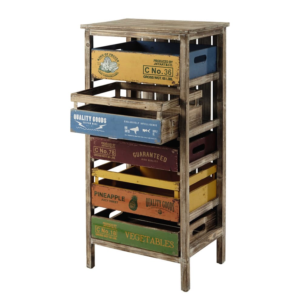 Meuble de rangement en bois multicolore H 99 cm Sergio ...
