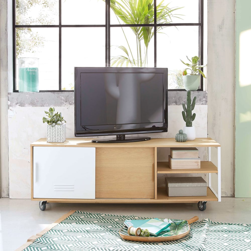Meuble TV indus à roulettes 2 portes Pilea Maisons du Monde