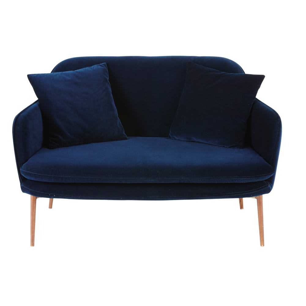 Midnight Blue 2Seater Velvet Sofa Bench Sacha Maisons du Monde