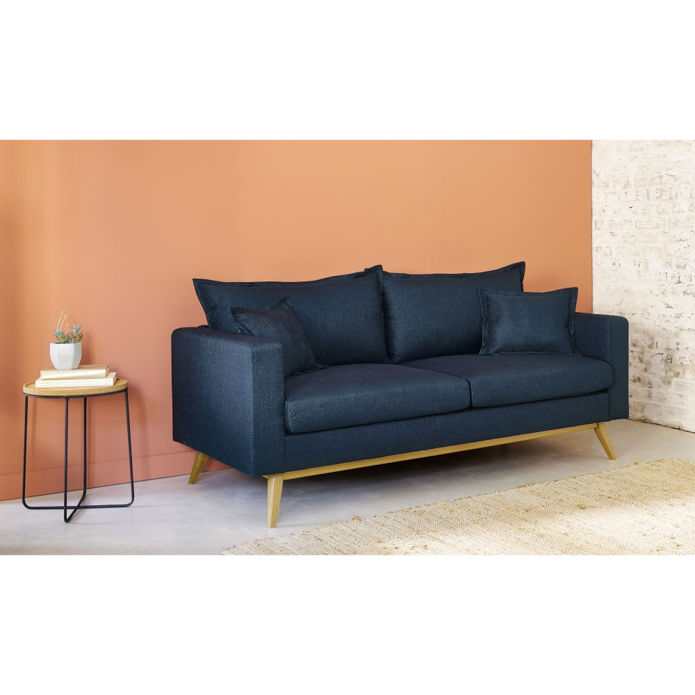 Midnight Blue 3Seater Fabric Sofa Bed Duke Maisons du Monde