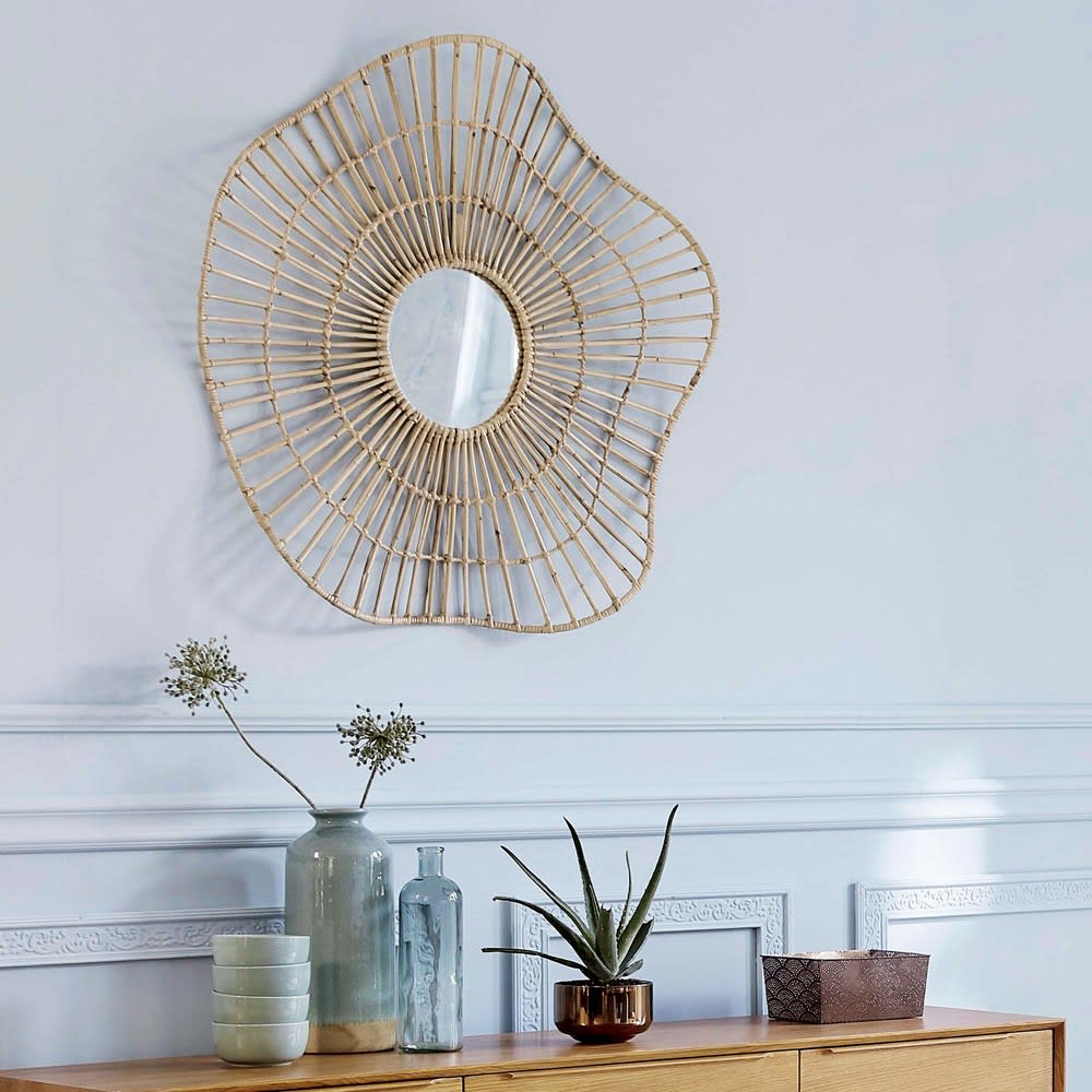Miroir en rotin tressé 99x97 Pitaya | Maisons du Monde
