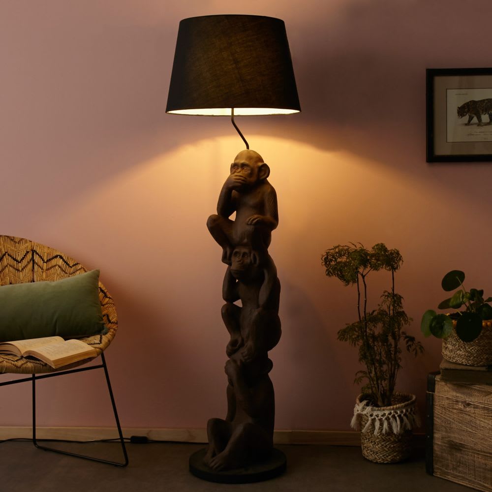 Monkey Floor Lamp With Black Shade H 156 Cm Gandhi Maisons Du Monde   Monkey Floor Lamp With Black Shade H 156 Cm 1000 15 27 177393 7 