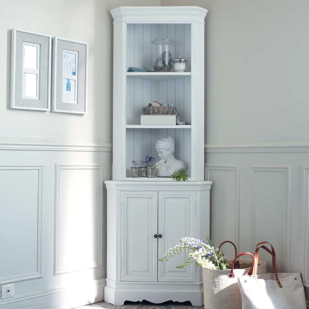 Mueble esquinero de madera de paulonia blanca An. 73 cm Joséphine