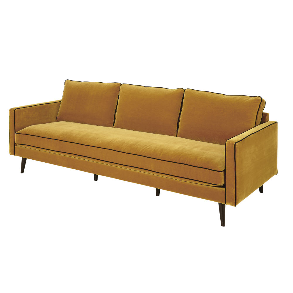 Mustard Yellow 4Seater Velvet Sofa Kant Maisons du Monde