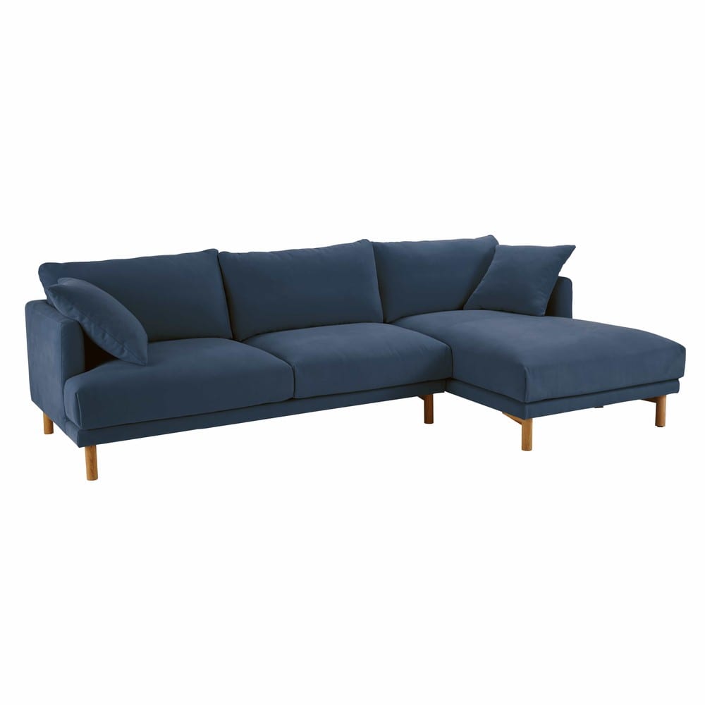 Navy Blue 5Seater Cotton and Linen RightHand Corner Sofa Raoul