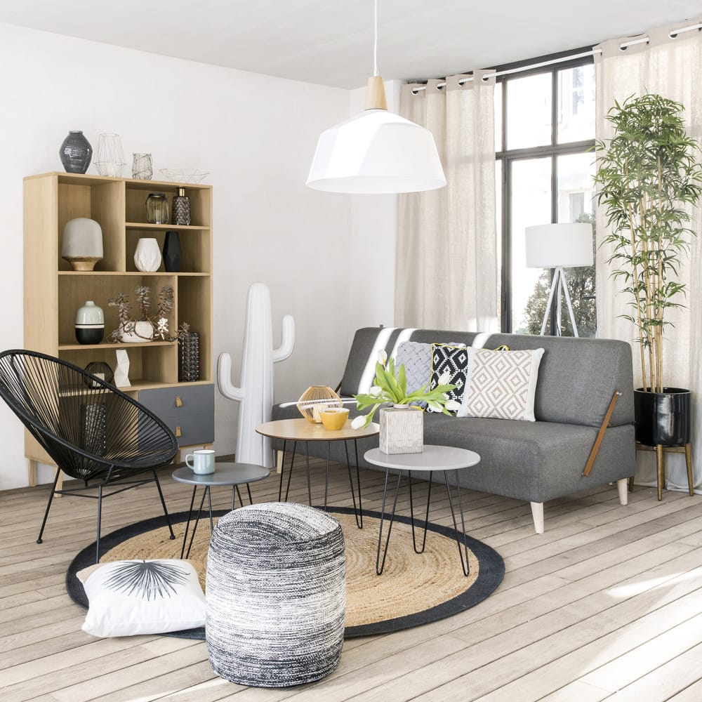 Light Grey And Mottled Black Fabric Pouffe Nilo Maisons Du Monde Light Grey And Mottled Black Fabric Pouffe Nilo