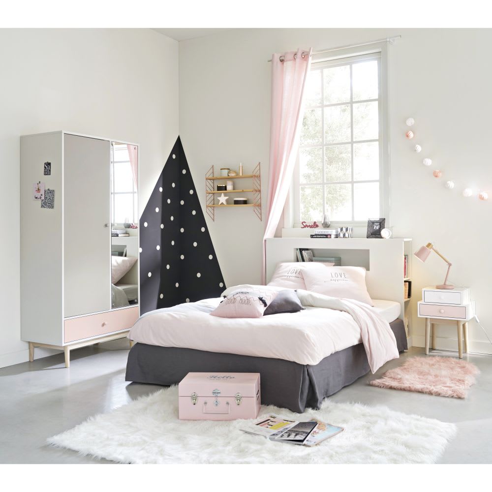 Parure de lit en coton gris et rose 140x200 Joy | Maisons ...