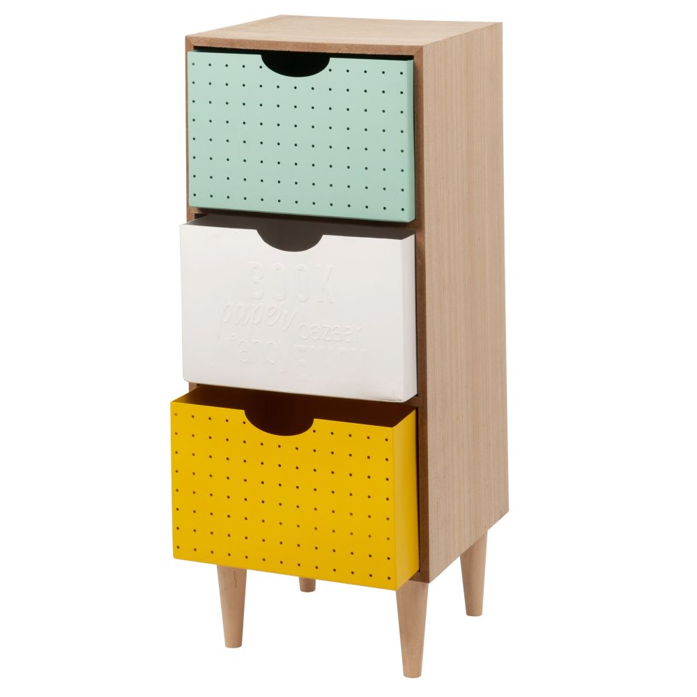 Petit meuble de rangement 3 tiroirs colorés Fancy ...