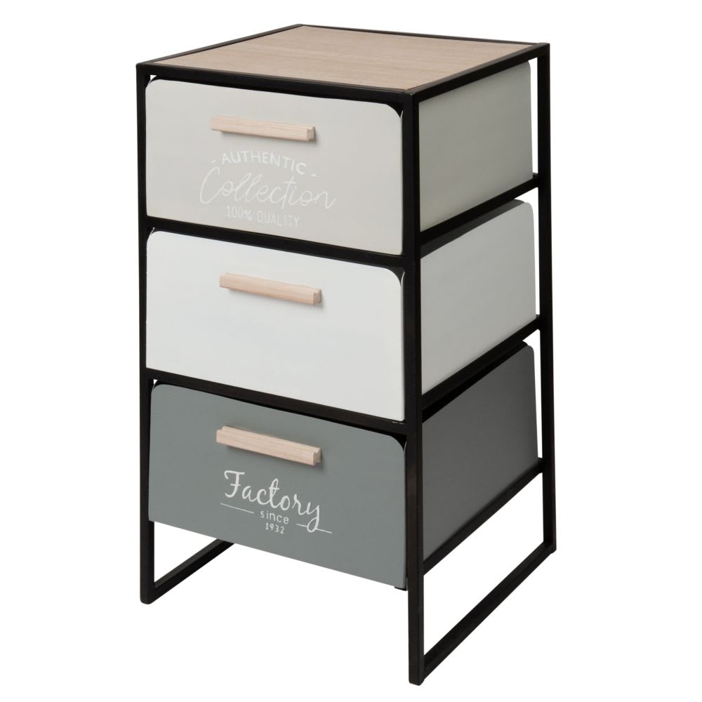 Petit meuble de rangement 3 tiroirs en métal Maisons du Monde