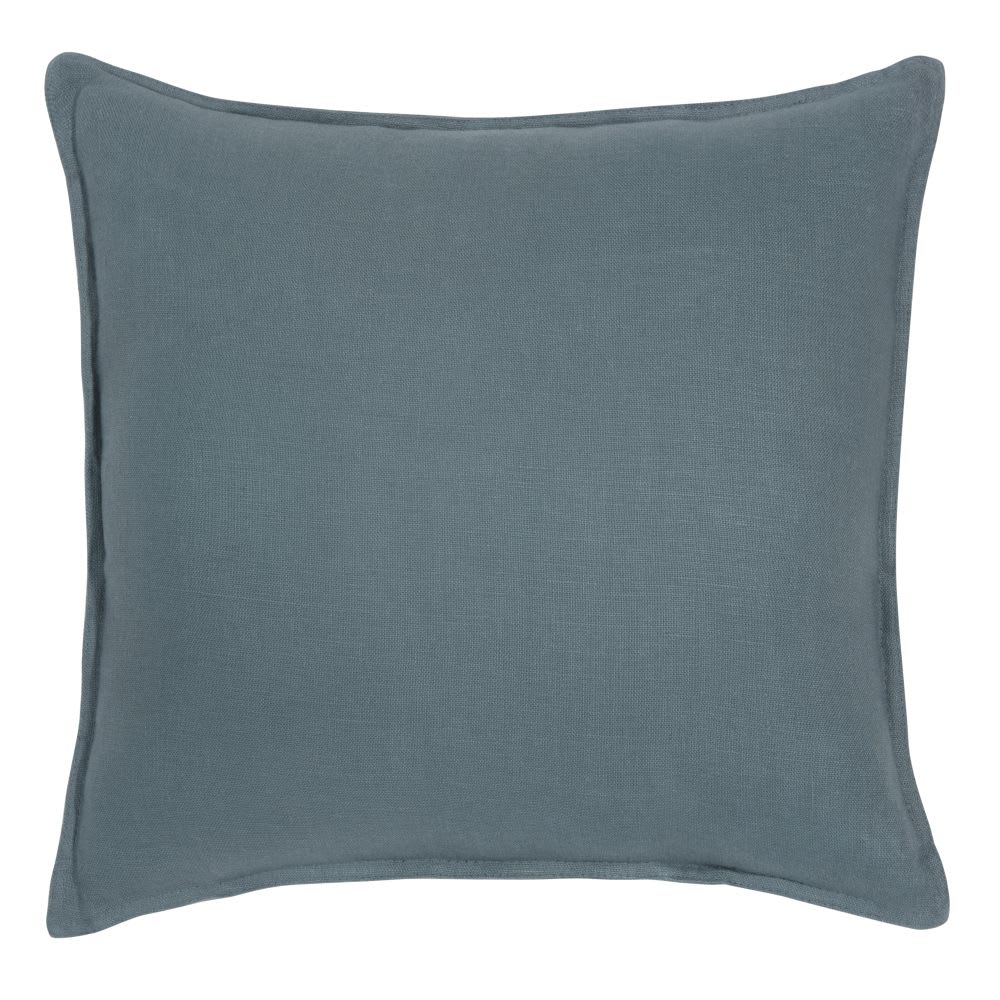 Petrol Blue Washed Linen Cushion in 45x45 | Maisons du Monde