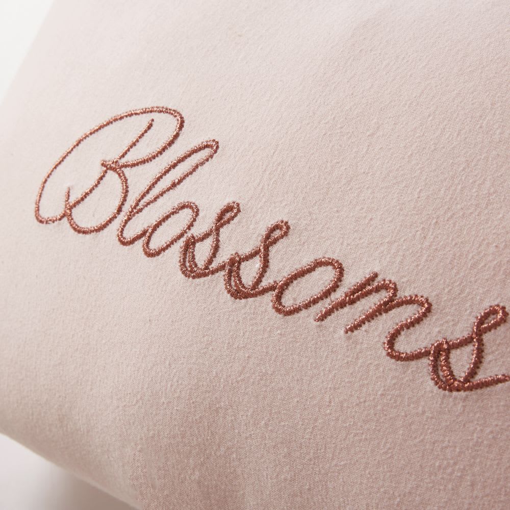 Pink Cotton Cushion with Embroidered Words 30x50 Garance | Maisons du Monde