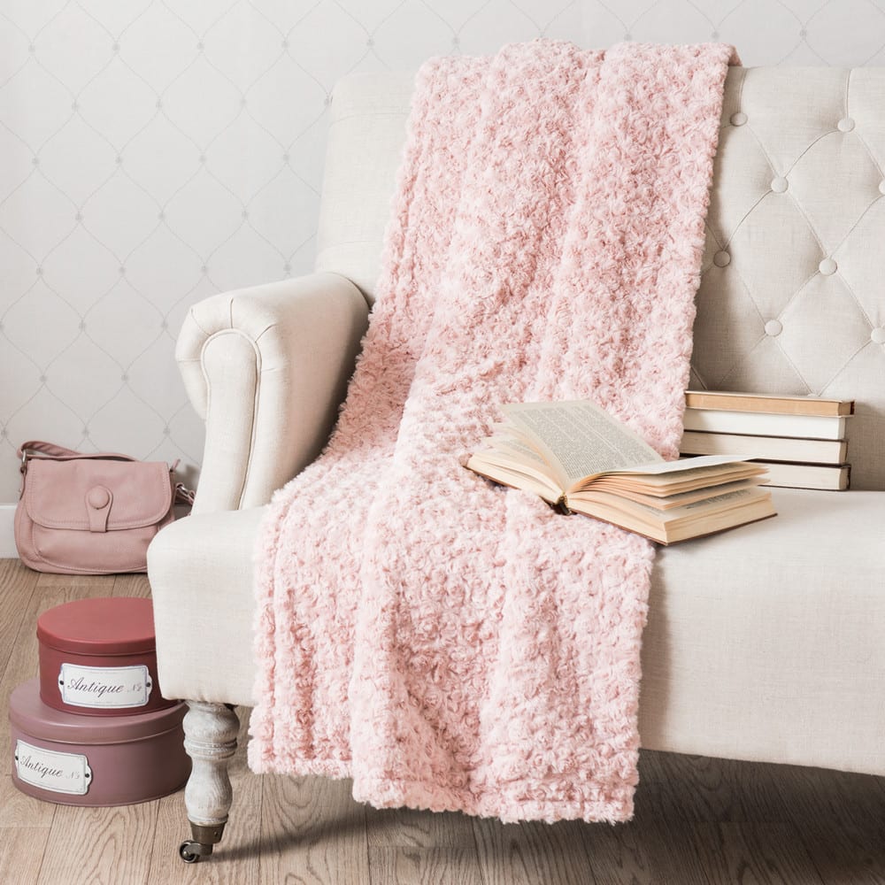 Pink Faux Fur Throw 125x150 Lilas | Maisons du Monde