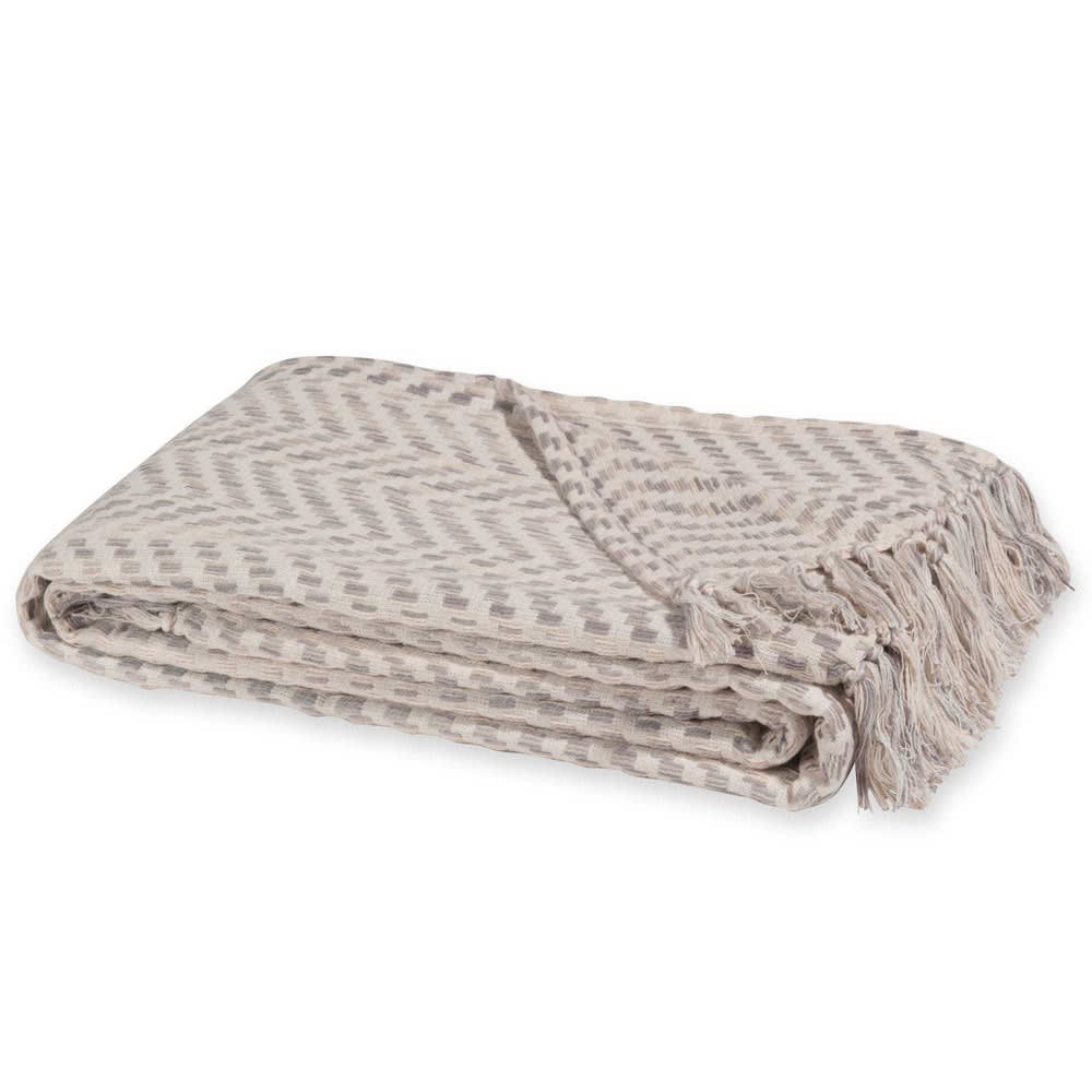 Plaid en coton gris motifs à chevrons 160x210 Sveltan Maisons du Monde