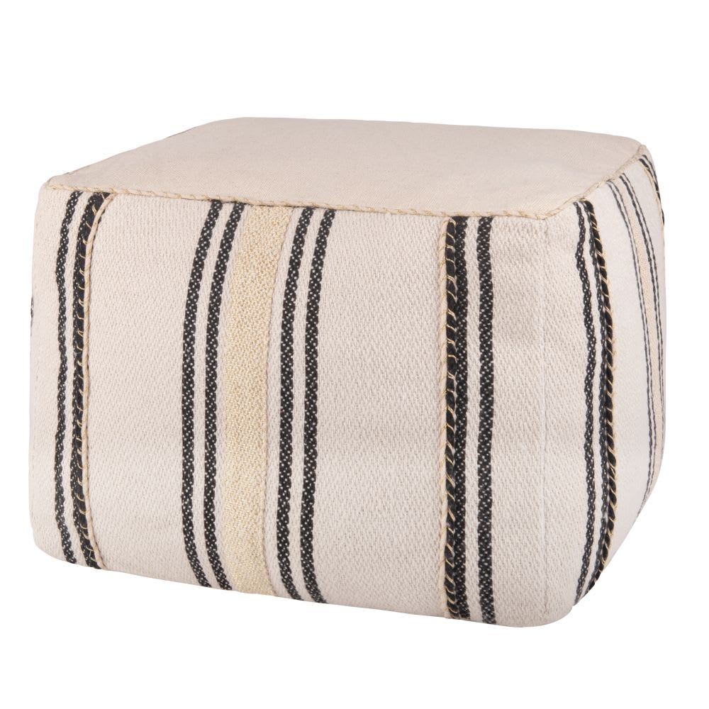 Pouf berbère écru motifs noirs Ambra Maisons du Monde