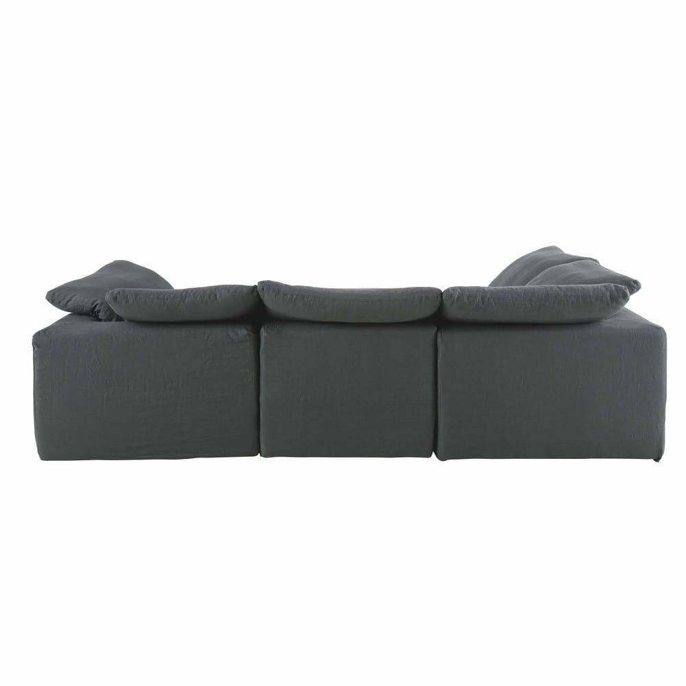 Pouf de canapé modulable en lin lavé gris anthracite Ava ...