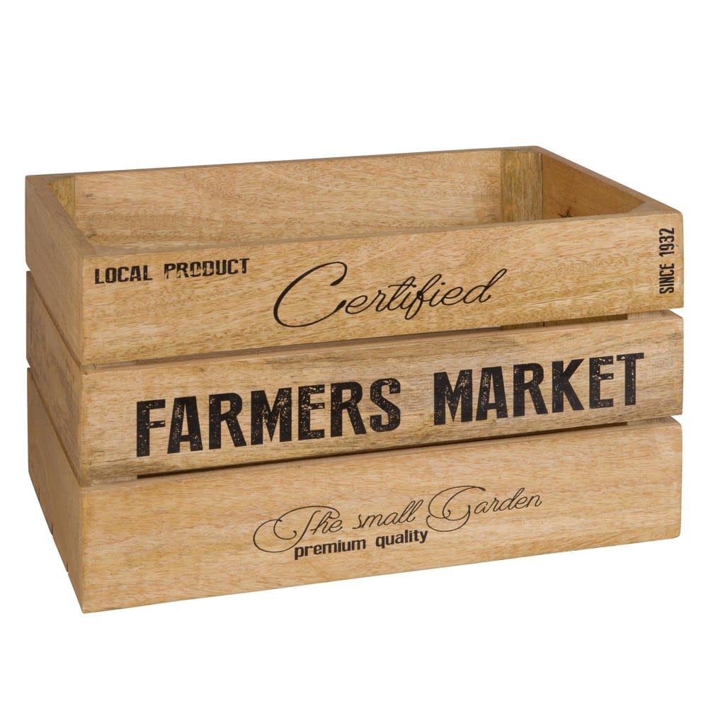 Printed Mango Wood Crate Farmer Market Maisons du Monde
