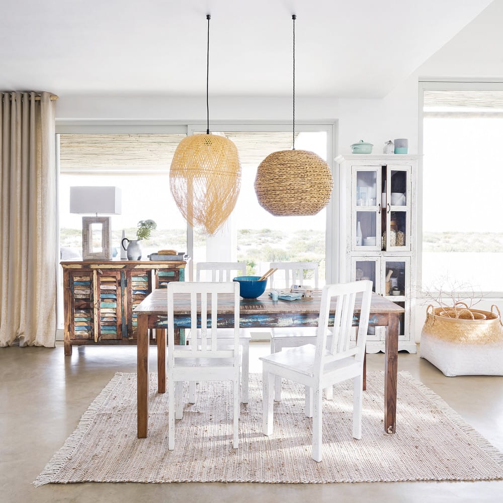 Recycled Wood Dining Table In Distressed Finish W 160cm Calanque Recycled Wood Dining Table In Distressed Finish W 160cm Calanque