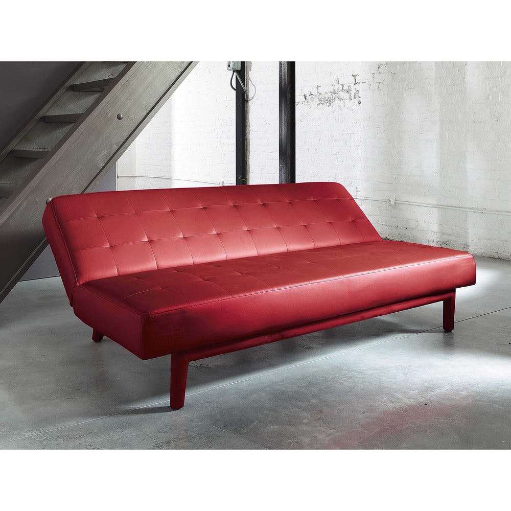 Red 3seater tufted clic clac sofa bed Studio Maisons du Monde