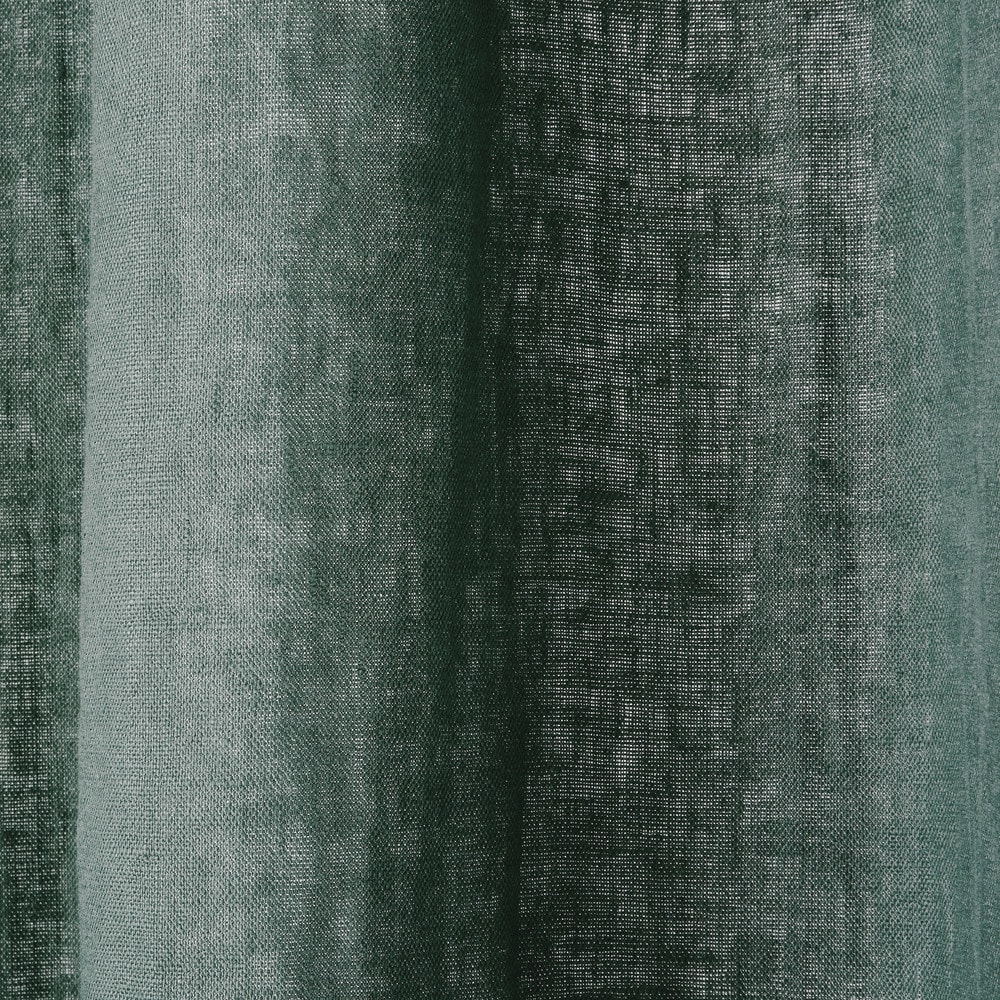 Rideau à œillets en lin lavé vert basilic 130x300 ...