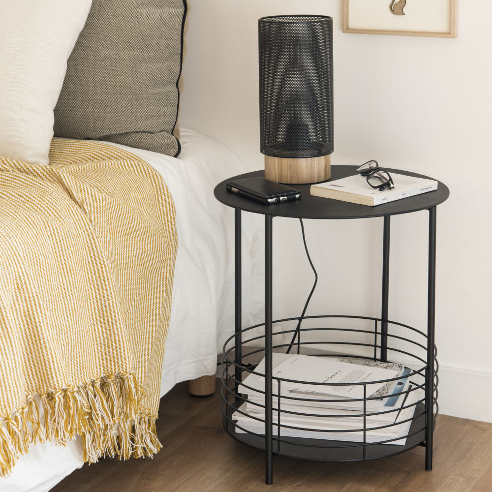 Round black metal side table Trevor Maisons du Monde