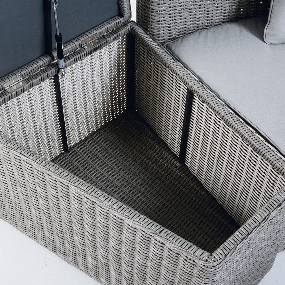 Round Grey Resin Wicker Patio Set Cape Town Maisons du Monde
