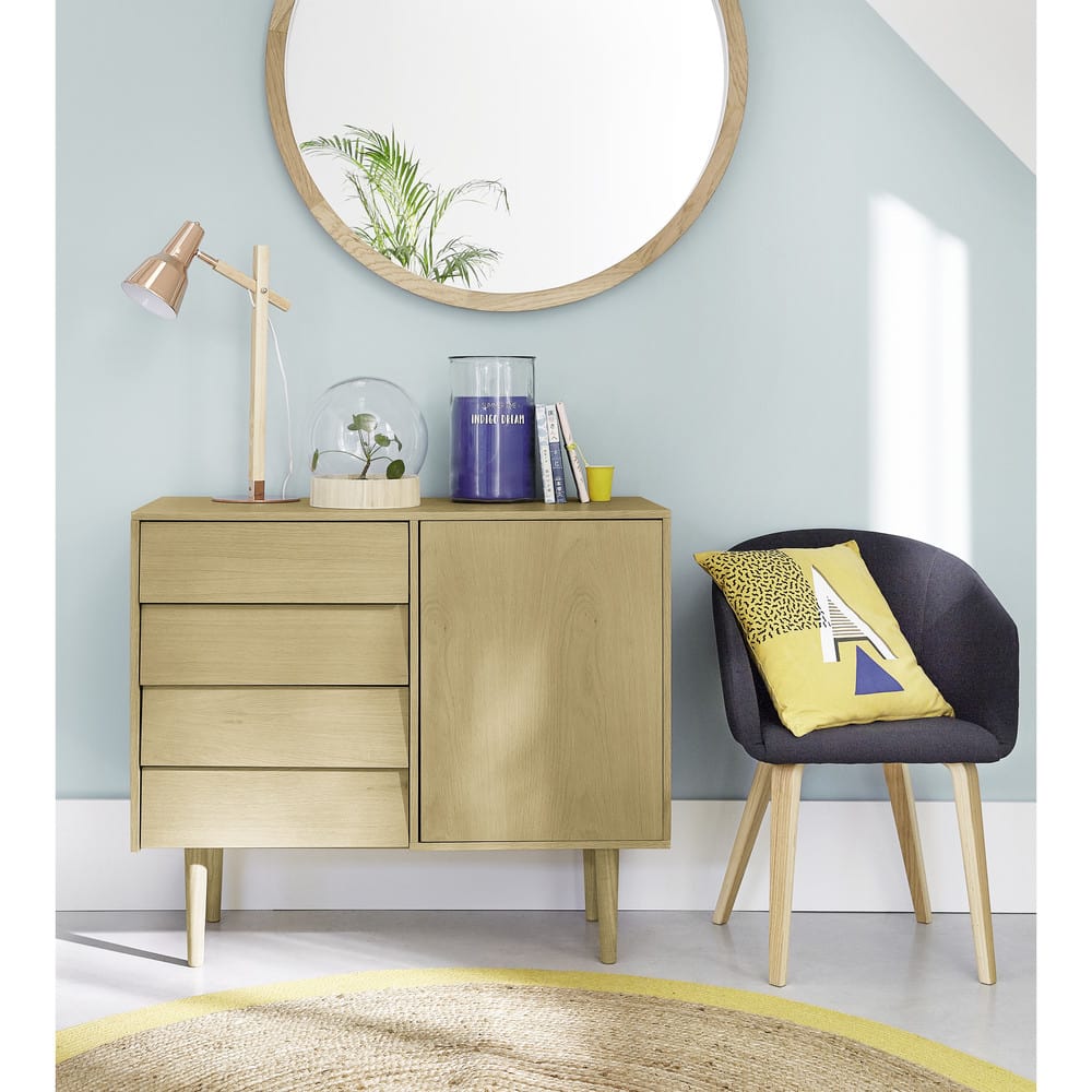 Round White Oak Mirror D 100 cm Finmark Maisons du Monde