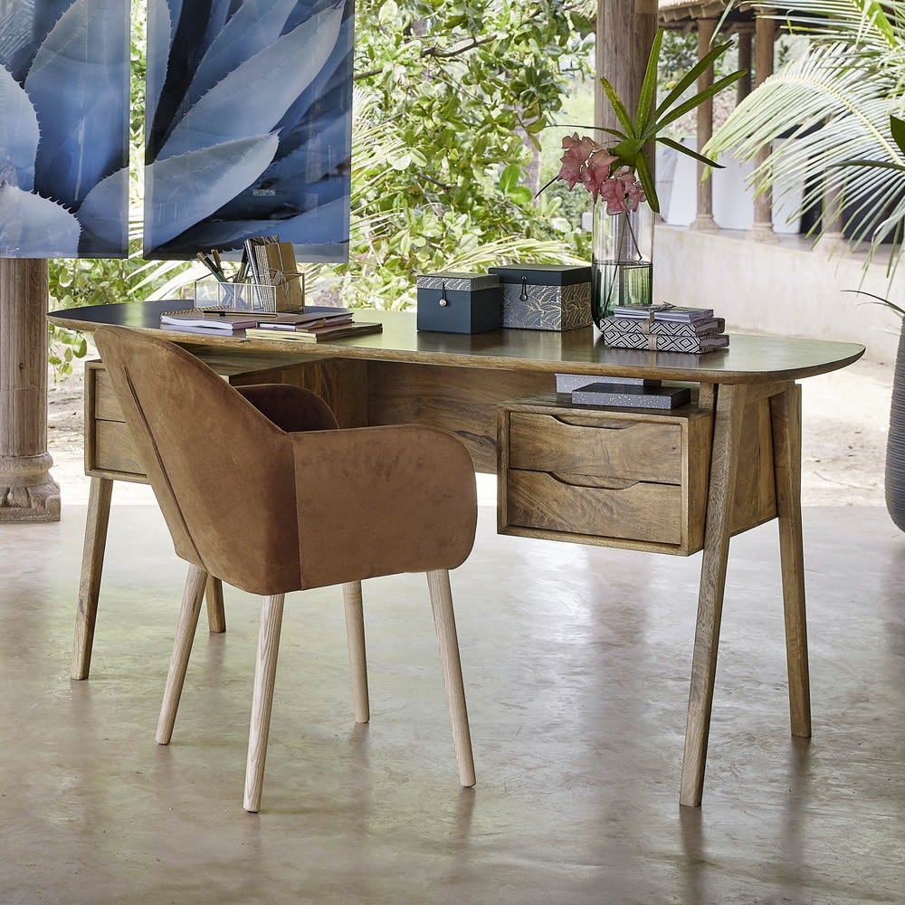 Schreibtisch im Vintage-Stil aus Mangoholz Janeiro ...