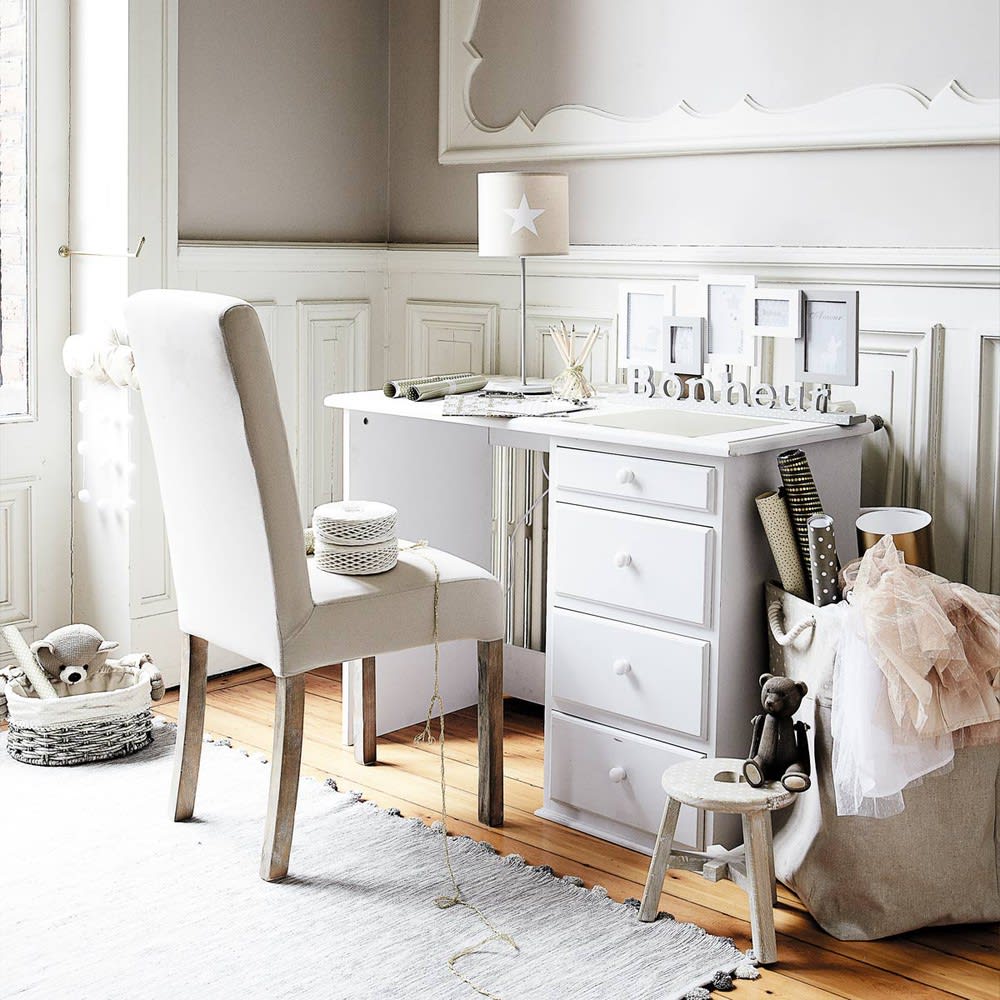 Schreibtisch mit 4 Schublade, weiß Pastel | Maisons du Monde