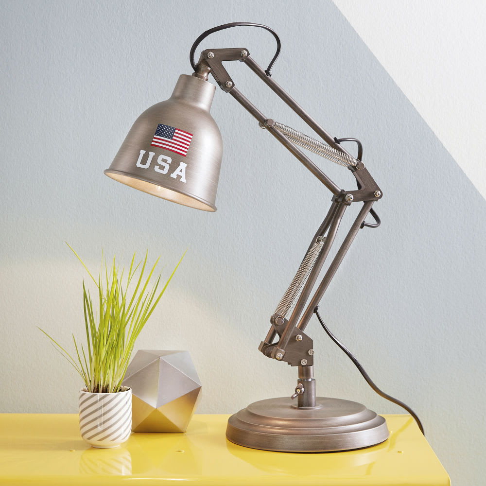 Schreibtischlampe im Industrial-Stil aus grauem Metall Paterson Andrews