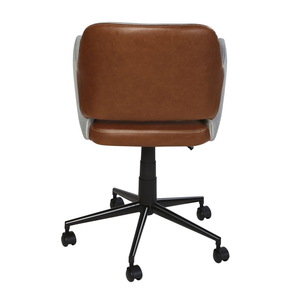 Silla de escritorio ajustable con ruedas bicolor y metal negro Frank