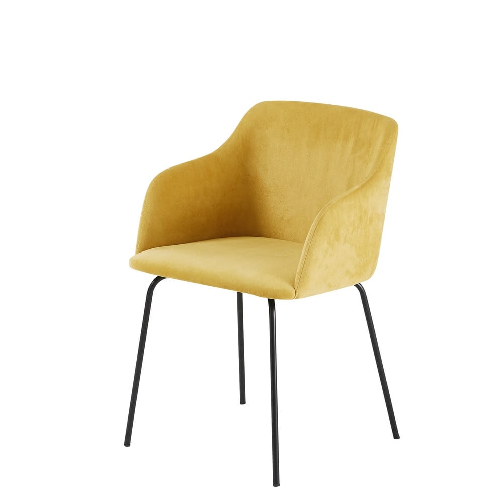 Silla de terciopelo amarillo mostaza Farell Maisons du Monde