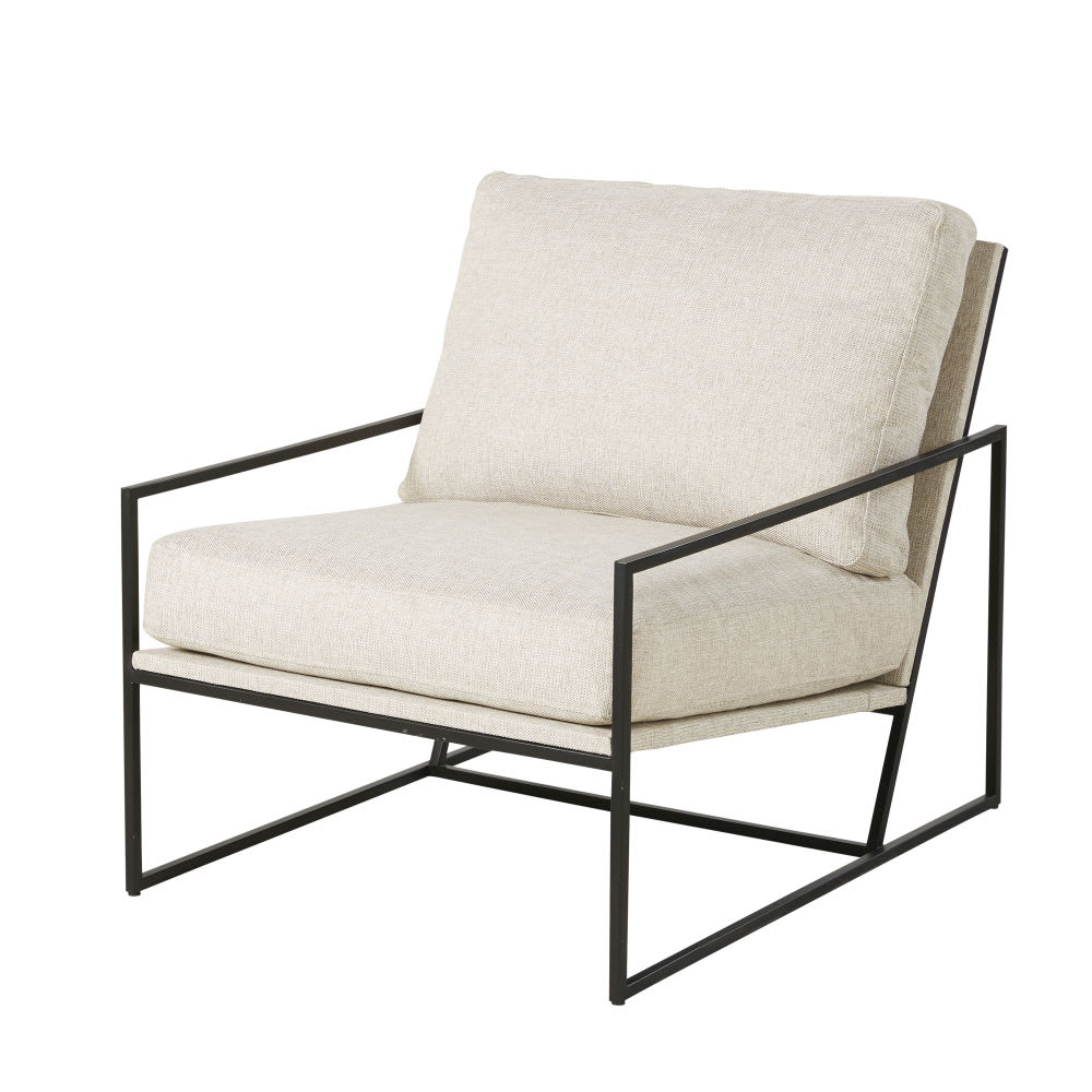 Sillón color crudo con metal negro satinado Cole | Maisons du Monde
