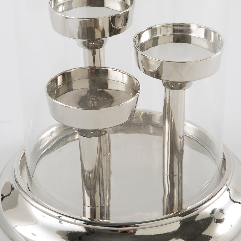 Silver Metal 3Candle Tea Light Holder Lenon Maisons du Monde