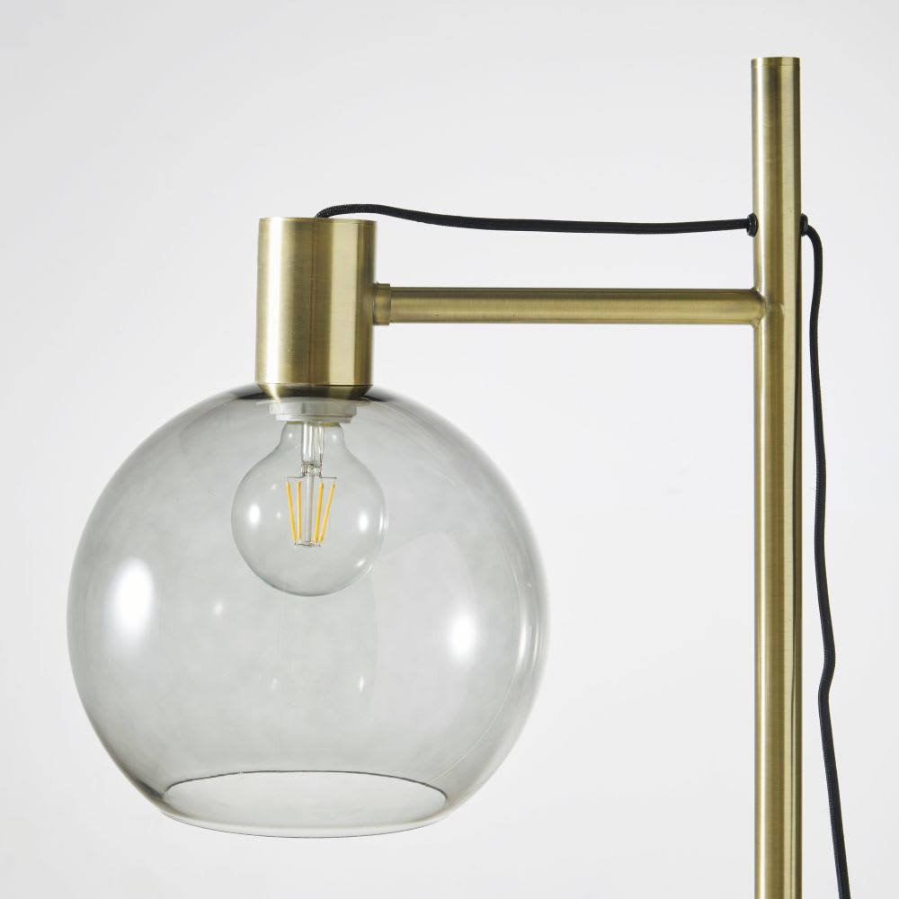 Smoked Glass and Gold Metal Floor Lamp H143 Vinity Maisons du Monde