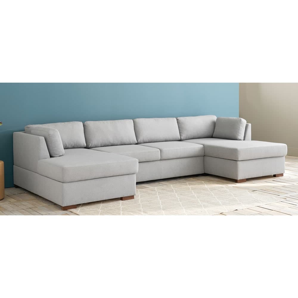 Sofá cama panorámico de 7 plazas gris claro Times square Maisons du Monde