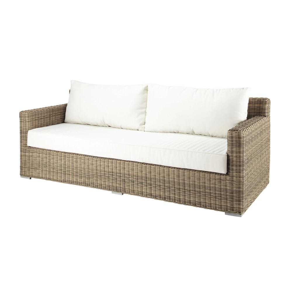 Sofá de jardín de 3 plazas de resina trenzada St Raphaël Maisons du Monde